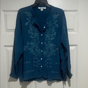 Coldwater Creek Blue Floral Blouse